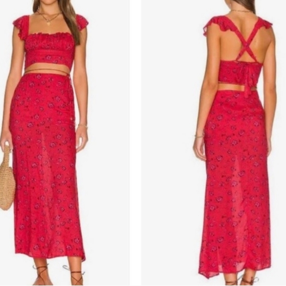 Free People Bijou Skirt Set - Cherry Combo - Picture 5 of 16